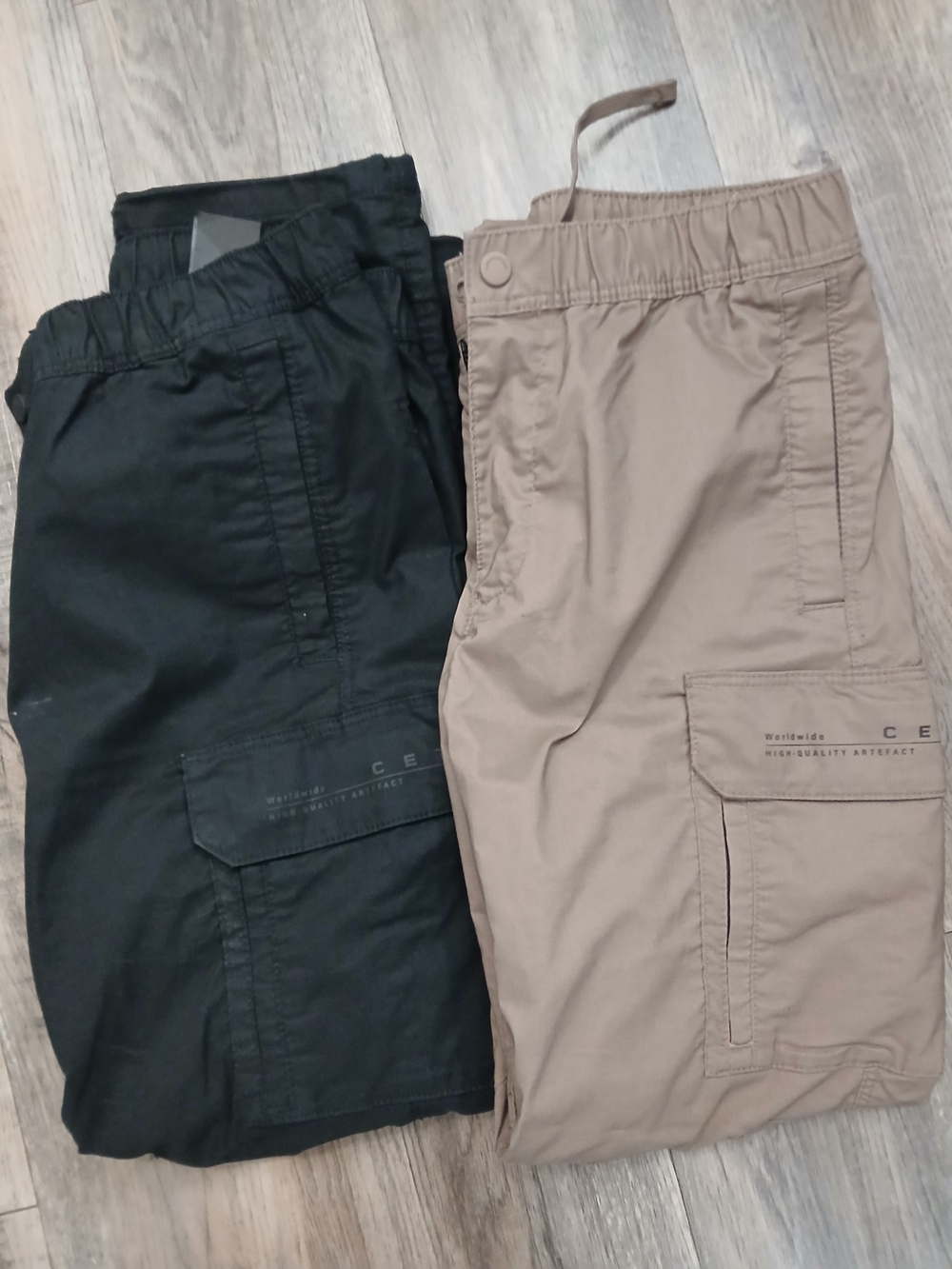 H&M Men's Cargo Pants Bundle in Black and Dark Khaki